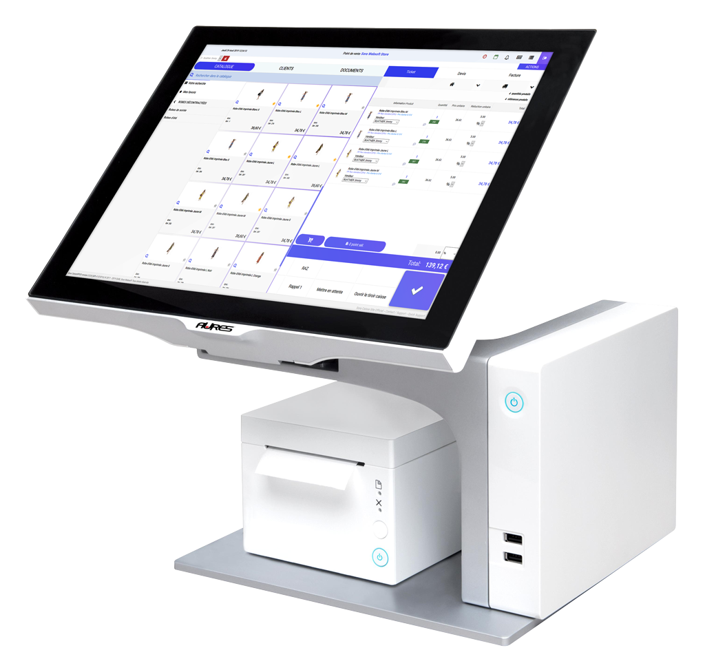 Terminal POS Aurès avec Sora Caisse pour PrestaShop